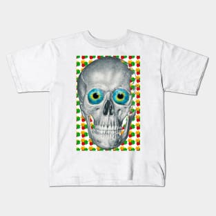 Blue eyed skull flower lover Kids T-Shirt